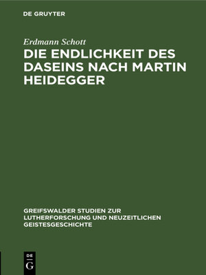 cover image of Die Endlichkeit des Daseins nach Martin Heidegger